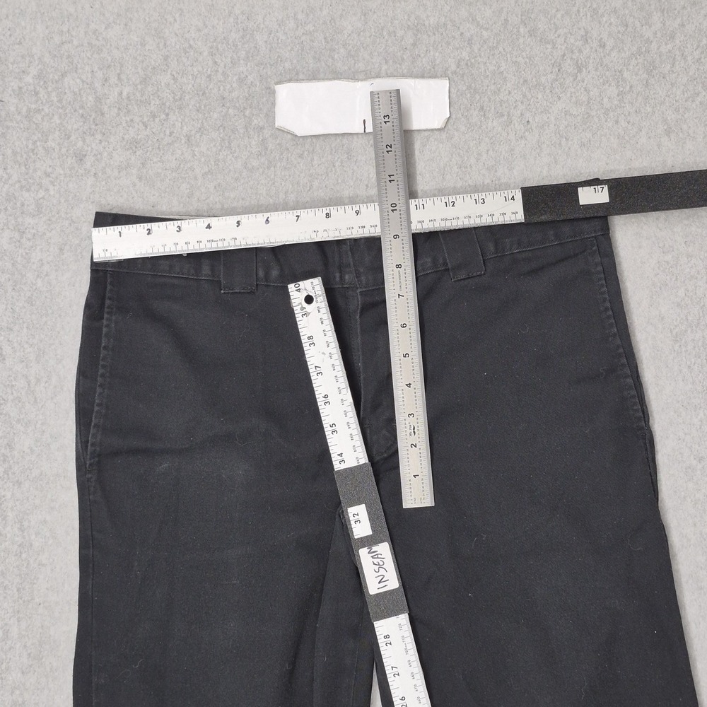 Dickies Men Pants 32X34 Black Chino Twill Slim Straight Button 32" Inseam - Picture 10 of 13